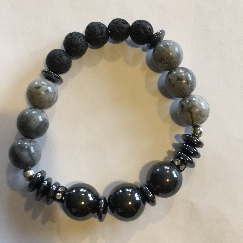 Aromatherapy bracelet w magnets/ lava rocks/jasper